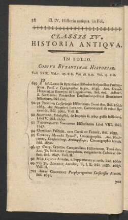 Classis IV. Historia Antiqua