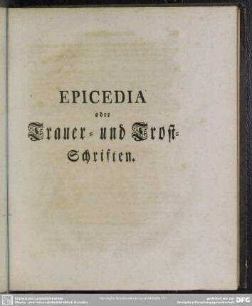 Epicedia oder Trauer- und Trostschriften