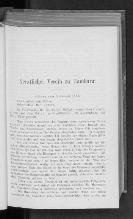 Sitzung vom 8. Januar 1884.