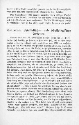 Die ersten physikalischen und physiologischen Arbeiten