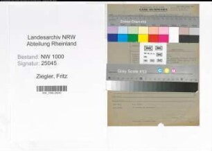Entnazifizierung Fritz Ziegler, geb. 15.08.1888 (Postangest.)