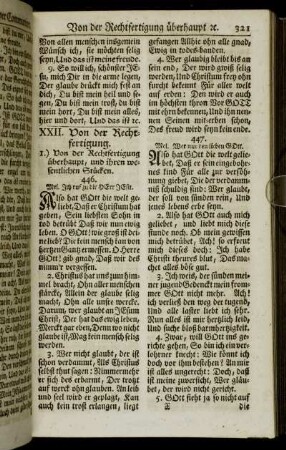 1.) Von der Rechtfertigung überhaupt, und ihren wesentlichen Stücken.