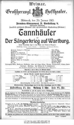 Tannhäuser und Der Sängerkrieg auf Wartburg