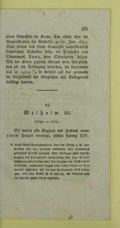 15. Wilhelm III. (1689 - 1702.)