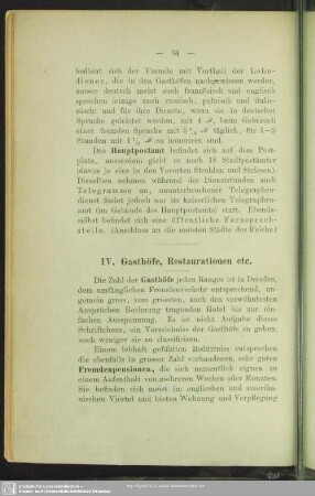 IV. Gasthöfe, Restaurationen etc.