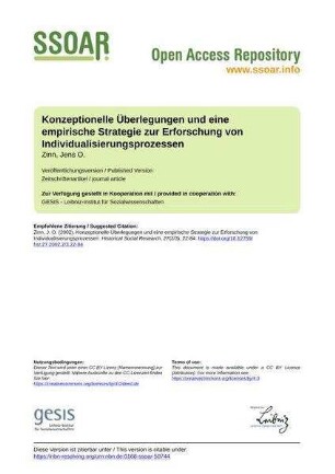 Konzeptionelle Überlegungen und eine empirische Strategie zur Erforschung von Individualisierungsprozessen