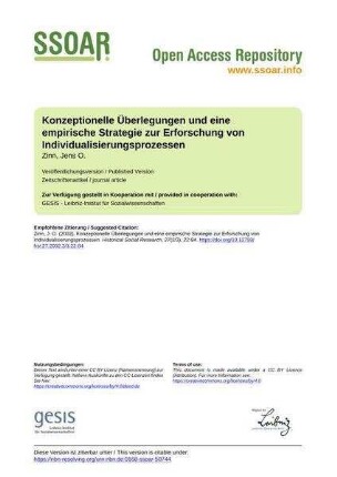 Konzeptionelle Überlegungen und eine empirische Strategie zur Erforschung von Individualisierungsprozessen