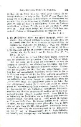 631-632 [Rezension] Grosseteste, Robertus, Die philosophischen Werke des Robert Grosseteste, Bischofs von Lincoln