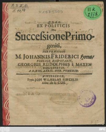 Ex Politicis De Successione Primogeniti