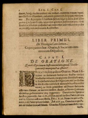 Liber Primus. De Theologia Catechetica. Caput I.
