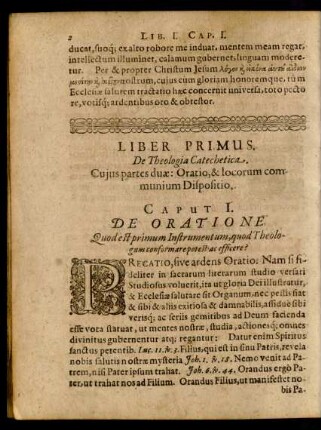 Liber Primus. De Theologia Catechetica. Caput I.