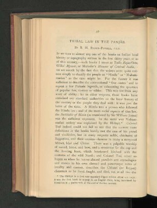 Tribal Law in the Panjab.