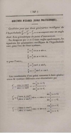 Questions d'examen (Ecole polytechnique).
