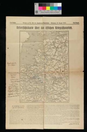 Übersichtskarte über den östlichen Kriegsschauplatz