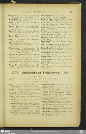 XXVII. Mittelrheinischer Bezirksverein.