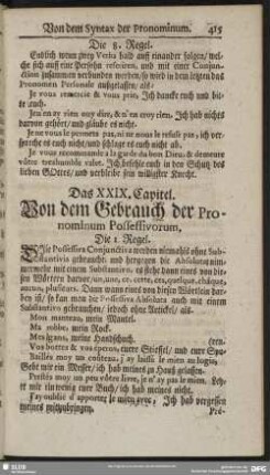 Das XXIX. Capitel. Von dem Gebrauch der Pronominum Possessivorum