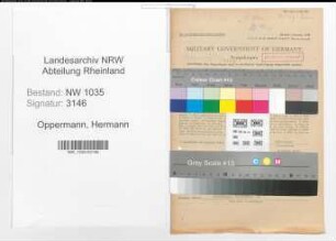 Entnazifizierung Hermann Oppermann , geb. 01.01.1909 (Steiger)