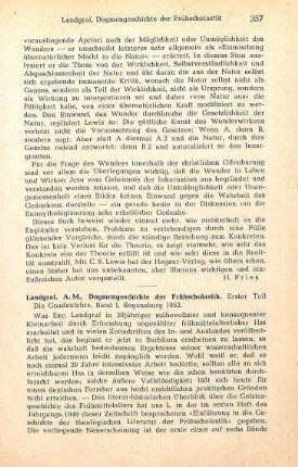 357-358 [Rezension] Landgraf, Artur Michael, Dogmengeschichte der Frühscholastik; 1. Teil