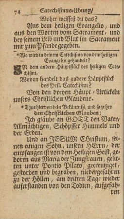 Wovon handelt das andere Häuptstück des Heil. Catechismi?