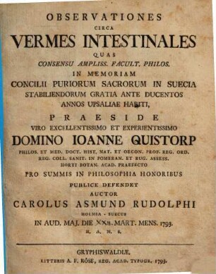 Observationes circa vermes intestinales
