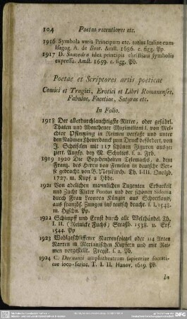 Poetae et Scriptores artis poeticae Comici et Tragici, Erotici et Libri Romanenses, Fabulae, Facetiae, Satyrae etc.