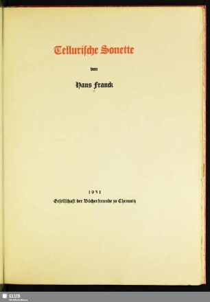 Tellurische Sonette