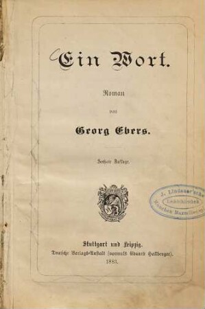 Ein Wort : Roman von Georg Ebers