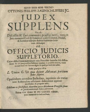 Judex Supplens [...]