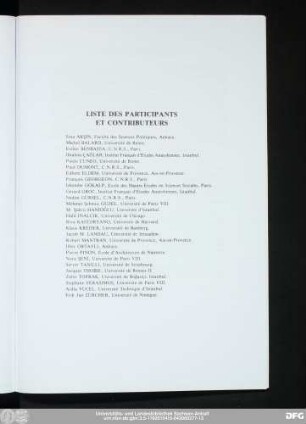 Liste Des Participants Et Contributeurs