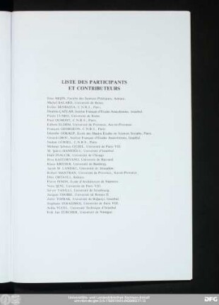 Liste Des Participants Et Contributeurs