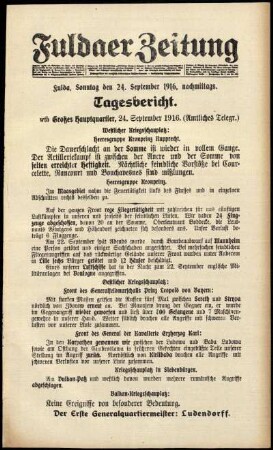 Ausgabe vom Sonntag, den 24. September 1916.
