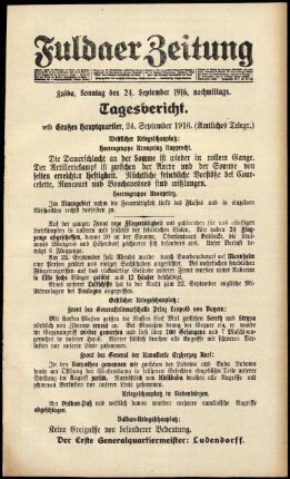Ausgabe vom Sonntag, den 24. September 1916.