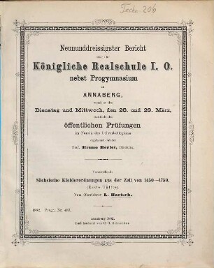 Bericht über die Königliche Realschule I.O. nebst Progymnasium zu Annaberg : womit zu den ... stattfindenden öffentlichen Prüfungen ... ergebenst einladet. 1881/82 = 39
