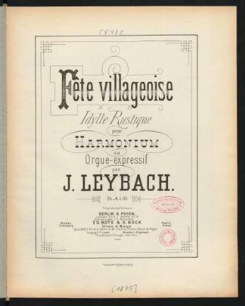 Fête villageoise : idylle rustique pour harmonium ou orgue-expressif