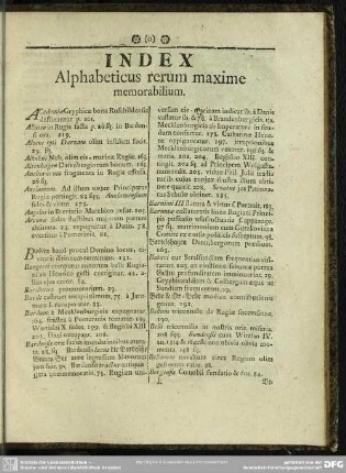 Index Alphabeticus rerum maxime memorabilium