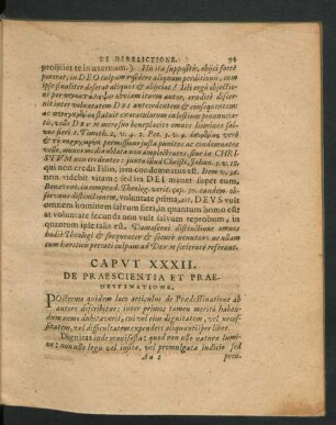 Caput XXXII. De Praescentia Et Praedestinatione.
