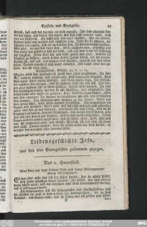 Lebensgeschichte Jesu, aus den vier Evangelisten zusammen gezogen.