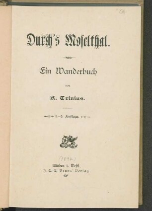 Durch's Moselthal : ein Wanderbuch