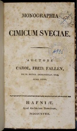 Monographia Cimicum Sveciae