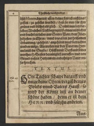 Textus. [Psal. 45. [v.] 11. 12.