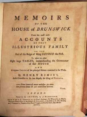 Memoirs of the house of Brunswick