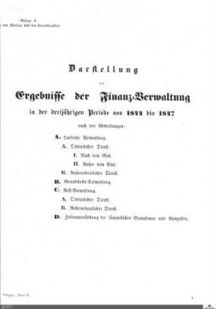 Darstellung der Ergebnisse der Finanz-Verwaltung 1844-1847