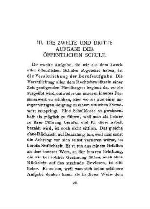 III. Die zweite und dritte Aufgabe der öffentliche Schule