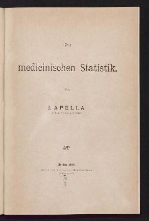 Zur medicinischen Statistik