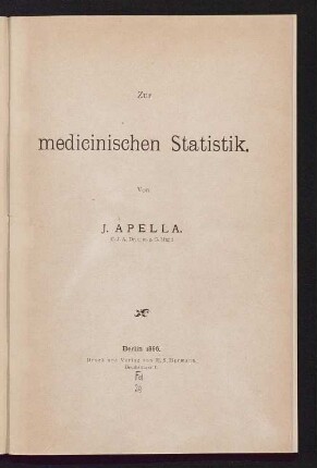 Zur medicinischen Statistik