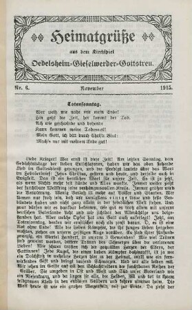 6.1915: Heimatgrüße aus dem Kirchspiel Oedelsheim, Gieselwerder, Gottstreu