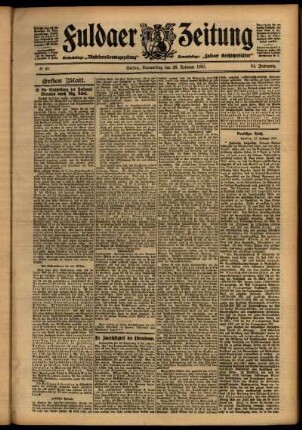 Erste Ausgabe vom Donnerstag, den 28. Februar 1907.