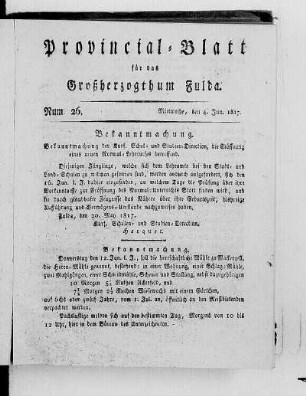 Num. 26, Ausgabe vom 4. Juni 1817