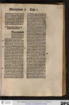 [P]receptum secundum est Non assumes nomen dei tui invanum, non enim habebit deus insontem qui assumpserit nomen eius frustra.