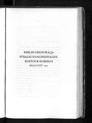 Berlin-Greifswald-Stralsund-Kopenhagen-Rostock-Doberan Juli-August 1901
